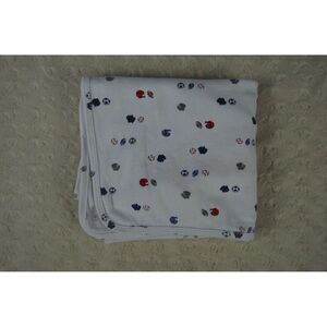 Carter's White Blue Red Sports Ball Baby Blanket Swaddle Football Baseball
